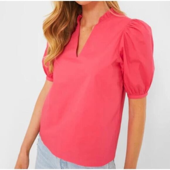 Hyacinth House Leigh Blouse Watermelon Pink Ruffle XXS NWT - Picture 3 of 9